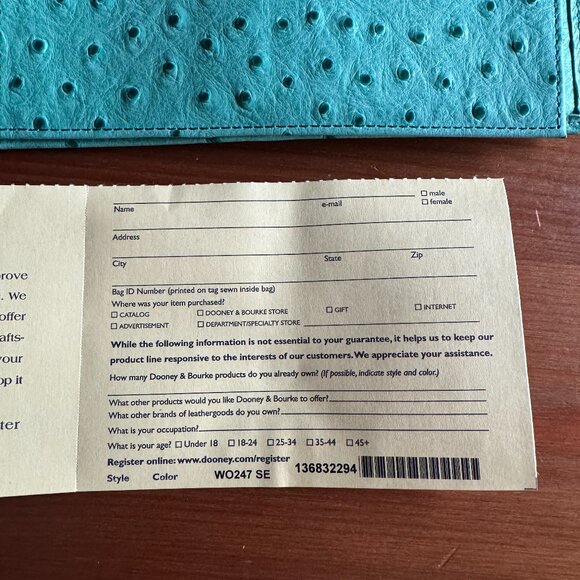 NWT Dooney & Bourke Seafoam Green Leather Ostrich Continental Clutch - Picture 12 of 12